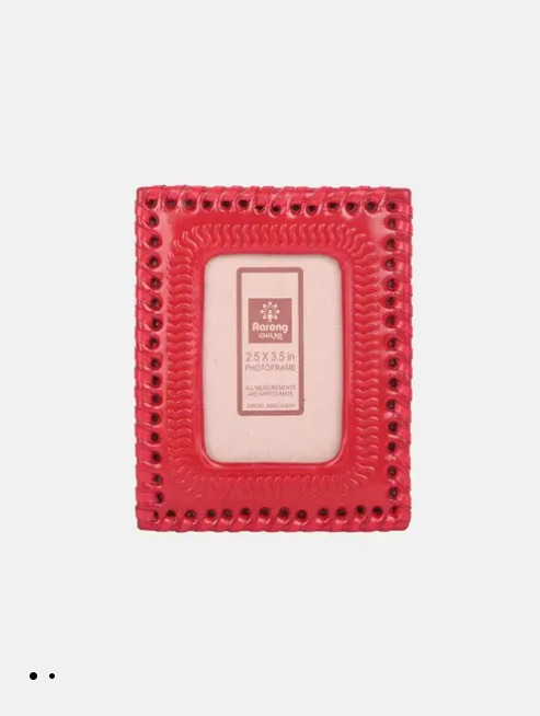 Red Embossed Leather Photo Frame